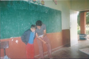 Shemtov teaches English at his local village school in Paraguay.