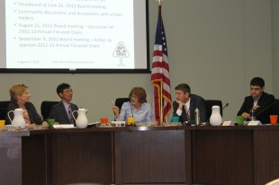 Superintendent Kevin Skelly and the PAUSD School Board discuss preliminary research on a new middle school in the district. Skelly is in his sixth year as Superintendent and if the project is carried through, it wil be his biggest  yet.