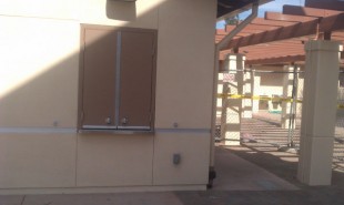 Tickets will be sold from this window in the new snack shack building under the archway. Administrators are looking to put in a second ticket booth on the opposite side of the arch sometime in the future.