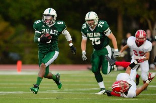 B.J. Boyd ('12) runs the opening kickoff back for a touchdown of last year's game against San Benito on September 2, 2012.