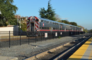 The demonstration was held on a Caltrain train line, going from San Jose to Gilroy on yesterday. Photo by Cathy Rong.