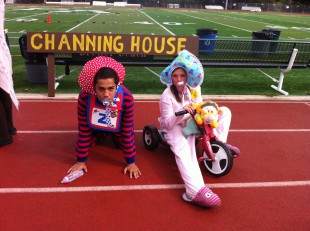 The two freshmen nominees for best dressed emulate babies for generation day. Photo by Paige Esterly.