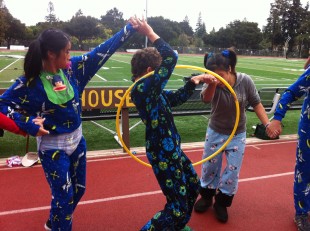 Freshman compete in the hula hoop competition, finishing in last place. Photo by Paige Esterly.