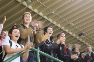 Sophomores, dressed up as greasers, are excited after they scored their first hoop. [Photo: Amanda Carlsson]