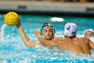 Senior Quinn Rockwell looks for an open shot around a Los Altos defender in Paly's game against the Conquerors on Senior Night.  Photo by Matt Ersted.