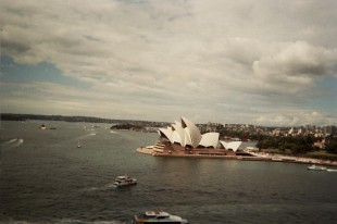 The Sydney Opera House is the classic symbol that comes to mind when Australia is mentioned. 
Photo taken with a disposable film camera by Cathy Rong
