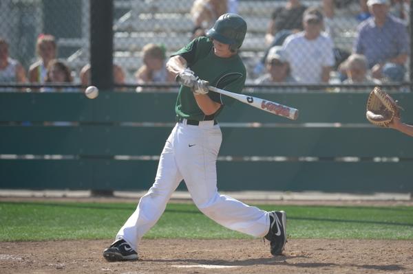 Pinch hitter Michael Strong fouls off a pitch during Paly's 6-2 victory over Los Altos Tuesday afternoon.  Strong would draw a walk in his lengthy at bat. Photo by: Matt Ersted