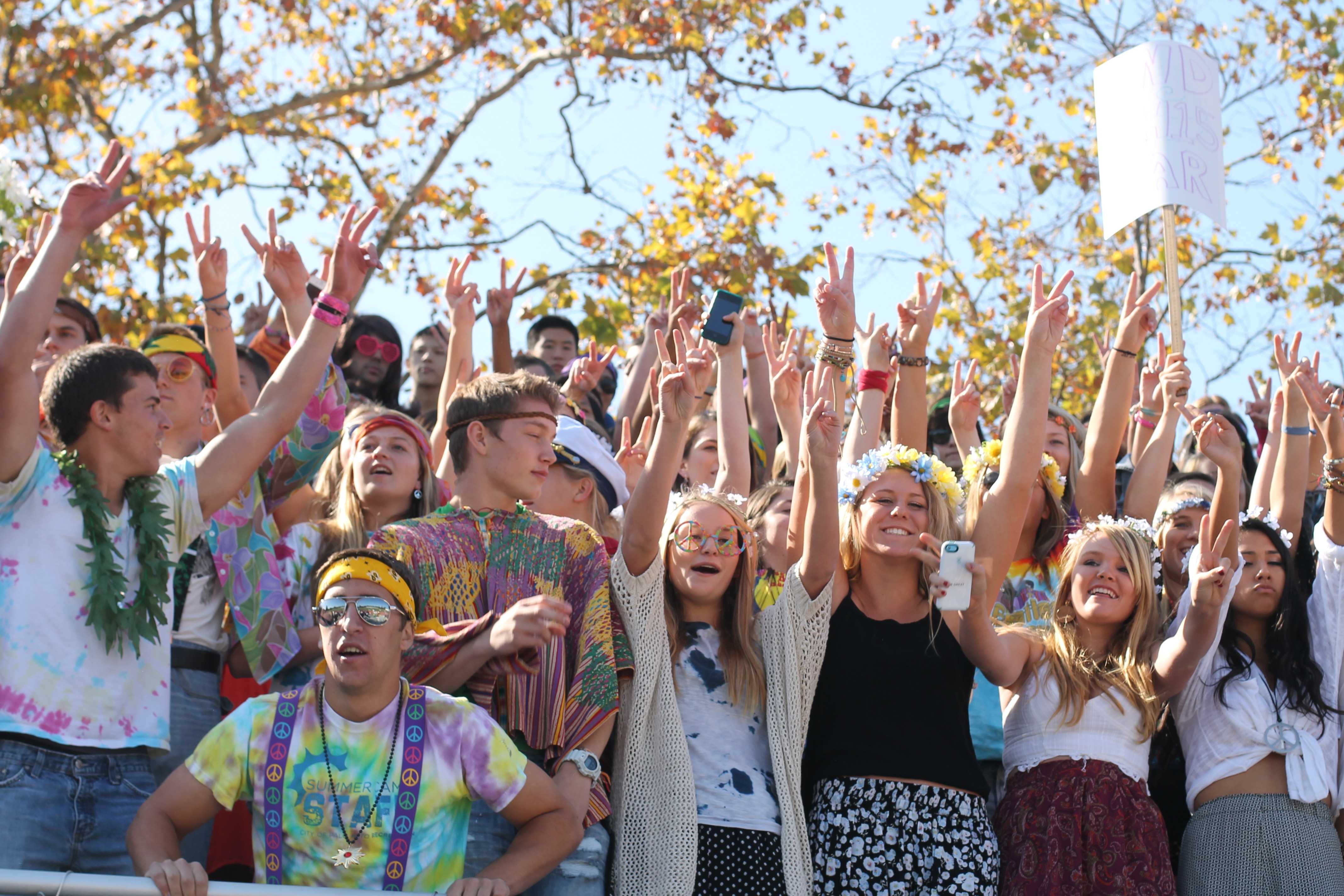 The juniors cheer during Spirit Week 2013.  Photo by Molly Fogarty and Cathy Rong.