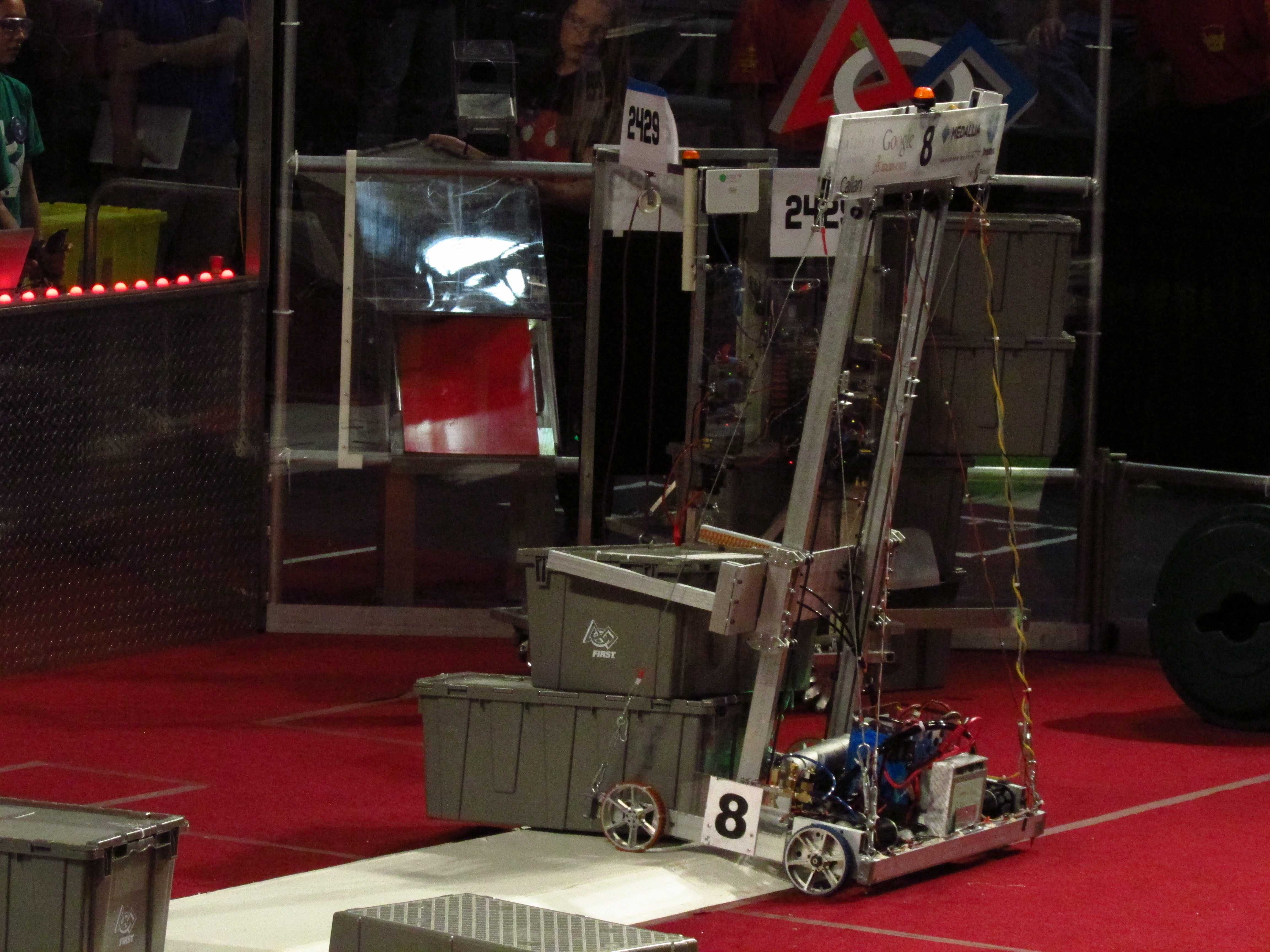 The Palo Alto High School Robotics  team debuted their robot at the Central Valley Regional robotics competition last weekend. The team competed against 49 Bay Area high school teams and was awarded the entrepreneurship award. Photo by Vivian Yang