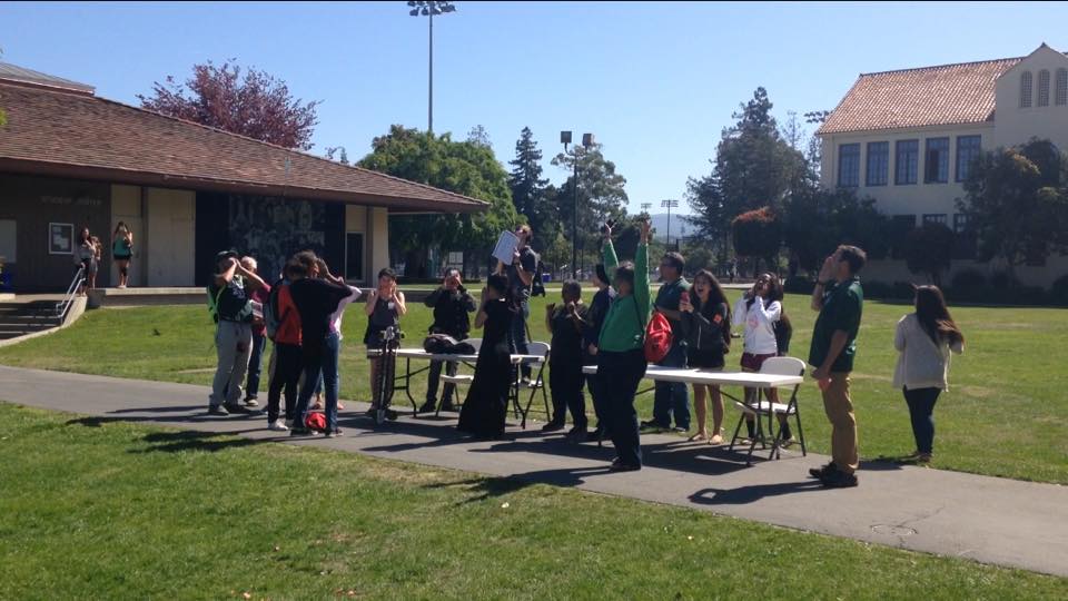 Students who participated in the Day of Silence break the silence by shouting after school. Photo: Mary McNamara.