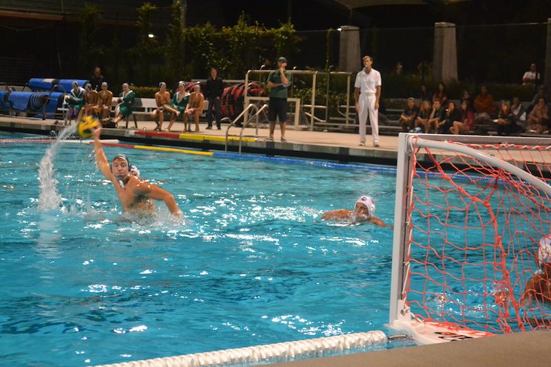 Senior Winston Rosati winds up to shoot on a penalty shot. Rosati added a goal in the 11-10 loss to Monte Vista High School on Senior Night. Photo by Chirag Akella