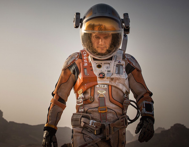 Matt Damon stars as astronaut Mark Watney in the space thriller The Martian. The Martian has been nominated for six Oscars.