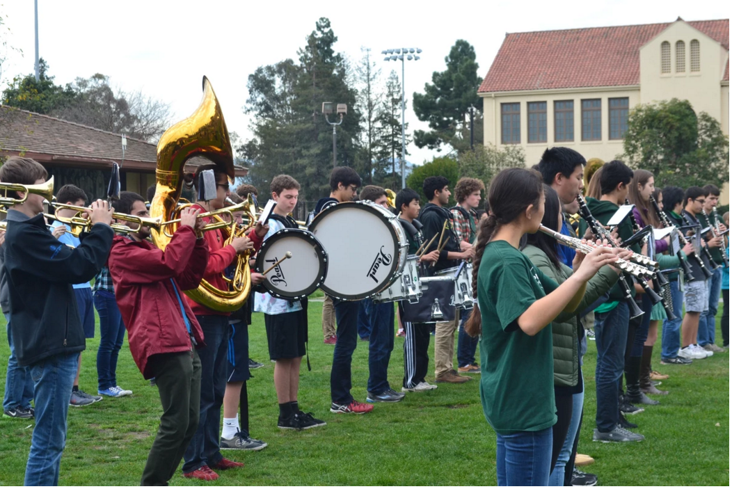 Paly Band preforms on the quad for Arts in Unusual places. Photo by Emilia Diaz-Magaloni