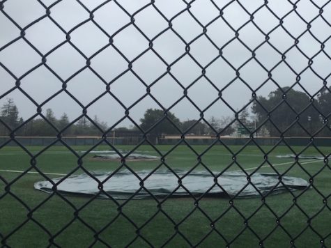The Vikings baseball team was forced to postpone the first home De Anza league game of the season on Friday, against Cupertino High School, because of harsh weather. There should be favorable baseball weather in the teams home game against Los Gatos. Photo by Noah Yuen.