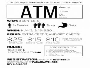 Annual Team Math competition to be held Tuesday