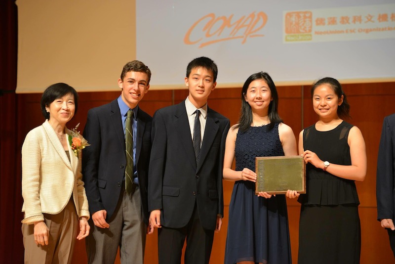 Seniors Eric Foster, Andrew Lee, Kathryn Li and Allison Zhang pose for a picture after winning the International Math Modeling Competition last July. This year, the team 