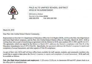 Office of Civil Rights to visit district