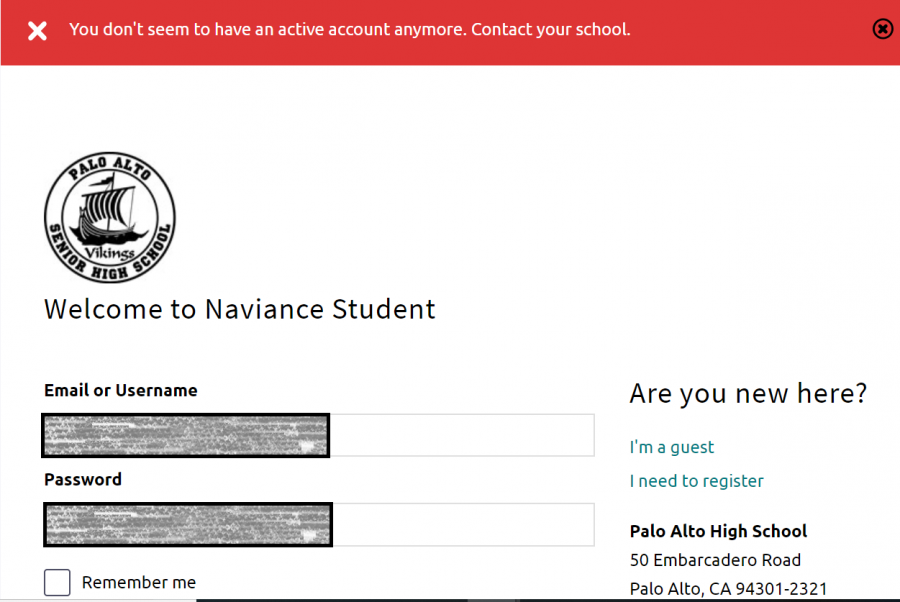 Students attempting to login to Naviance after Friday of last week were greeted with the above banner. Assistant Principal Katya Villalobos said that the school district's IT department is working on a solution. 