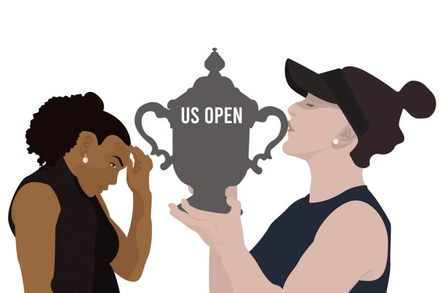 Bianca Andreescu kisses the 2019 U.S. Open trophy as Serena Williams looks down. The 19-year-old Canadian tennis player shows that its time for younger athletes — and indeed all sorts of young people — to rise and for the older ones to go. Illustration: Amy Yu