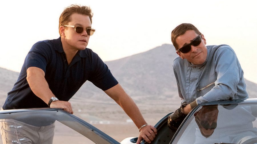 Carrol+Shelby+%28Matt+Damon%2C+left%29+talks+to+Ken+Miles+%28Christian+Bale%2C+right%29+leaning+on+a+GT40.+The+film%2C+%E2%80%9CFord+v.+Ferrari%2C+was+nominated+for+a+wide+array+of+categories+some+of+which+are+Best+Picture%2C+Best+Film+Editing%2C+and+Best+Audio+Editing.+Photo%3A+20th+Century+Fox