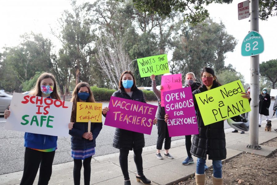 Last+month%2C+parents+protested+outside+of+the+Palo+Alto+Unified+School+District+office+demanding+reopening+of+schools+for+student+education%2C+mental+health%2C+and+normalcy.+After+Santa+Clara+County+gave+the+go-ahead+for+an+in-person+return+for+grades+7-12+once+the+county+enters+red+tier%2C+PAUSD+secondary+reopening+preparations+launched+once+again.+While+some+students+are+hesitant+about+safety+and+feel+online+class+from+the+classroom+will+not+be+beneficial%2C+nearly+half+of+students+surveyed+plan+to+return+immediately+for+peer+and+student-teacher+interaction.+%E2%80%9CI+would+like+to+try+it+out+and+see+if+its+a+model+that+works+for+me%2C%E2%80%9D+School+Board+representative+and+Paly+senior+Medha+Atla+said.+%E2%80%9COpen+campus+would+be+really+nice%2C+but+I+understand+that+safety+comes+first.+In+an+ideal+world%2C+everybody+would+be+vaccinated+and%2For+we+wouldnt+have+a+lot+of+exposure.%E2%80%9D+Photo%3A+Daniel+Garepis-Holland.