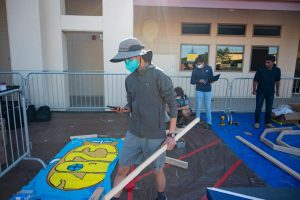Spirit Week float building underway