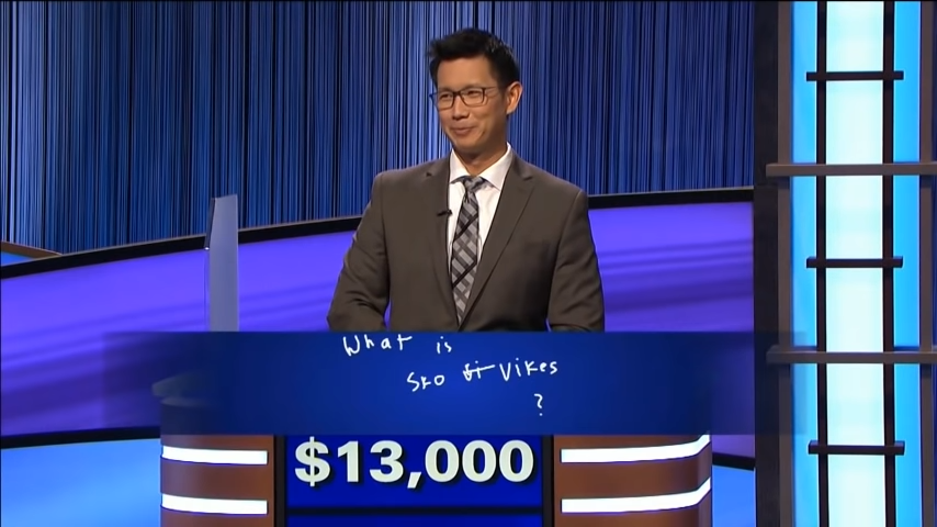 Palo Alto High School math teacher Daniel Nguyen wins on his first appearance on Jeopardy! (Photo: Sony Pictures Television)