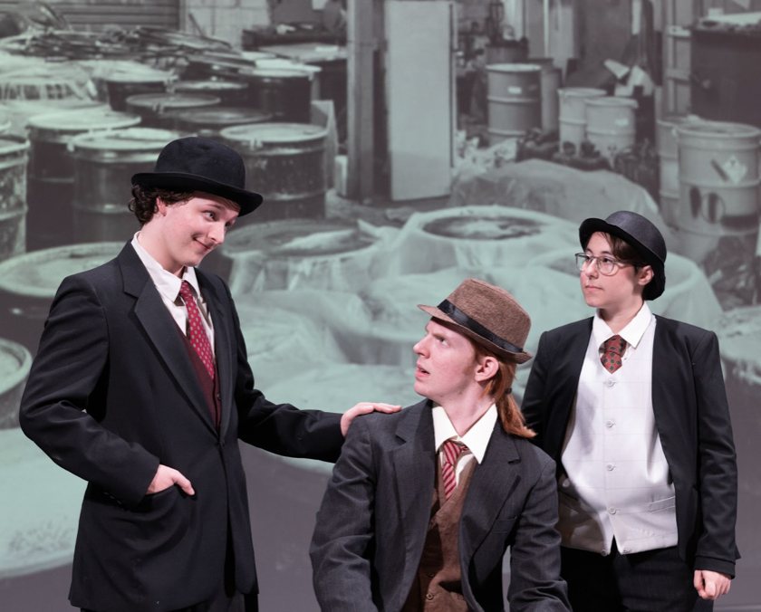 Gavin Thomas (left), Jack Champlan (center), and Harvey Vostrejs (right) act out a scene from “Radium Girls” in Palo Alto High School’s Preforming Arts Center. Paly Theater is kicking off the first production of the season from Oct. 4 to Oct. 13, and Thomas said he is looking forward to putting on a drama based off of a real historical event. “This is a serious and dramatic show, which was a little new for everyone in the program,” Thomas said. “Its very dark and very real, and I think that really sets it apart from a lot of the shows that Paly Theatre has put on in the past.” (Photo: Paly Theater)