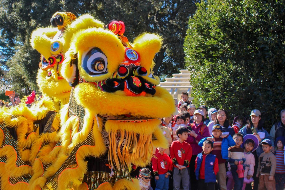 On Feb. 10, a crowd gathers around to watch the Lunar New Year lion dance performance at Gamble Garden. Palo Alto resident Audrey Smith said she attended the event with her children to celebrate the holiday. “It brings awareness to Asian culture and it introduces it to a lot of kids,” Smith said. “Also, it introduces them to the Palo Alto community as a whole.”