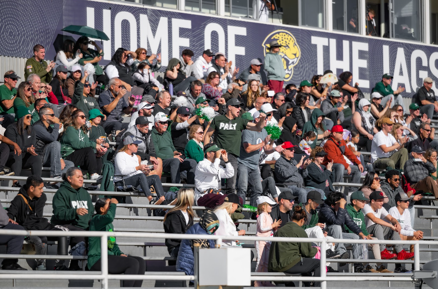 Paly+football+fans+cheer+during+the+Central+Coast+Section+football+championship+on+Nov.+25%2C+2023.+Paly+beat+Mountain+View+34-33.+%28Photo%3A+Tyler+Wong%29