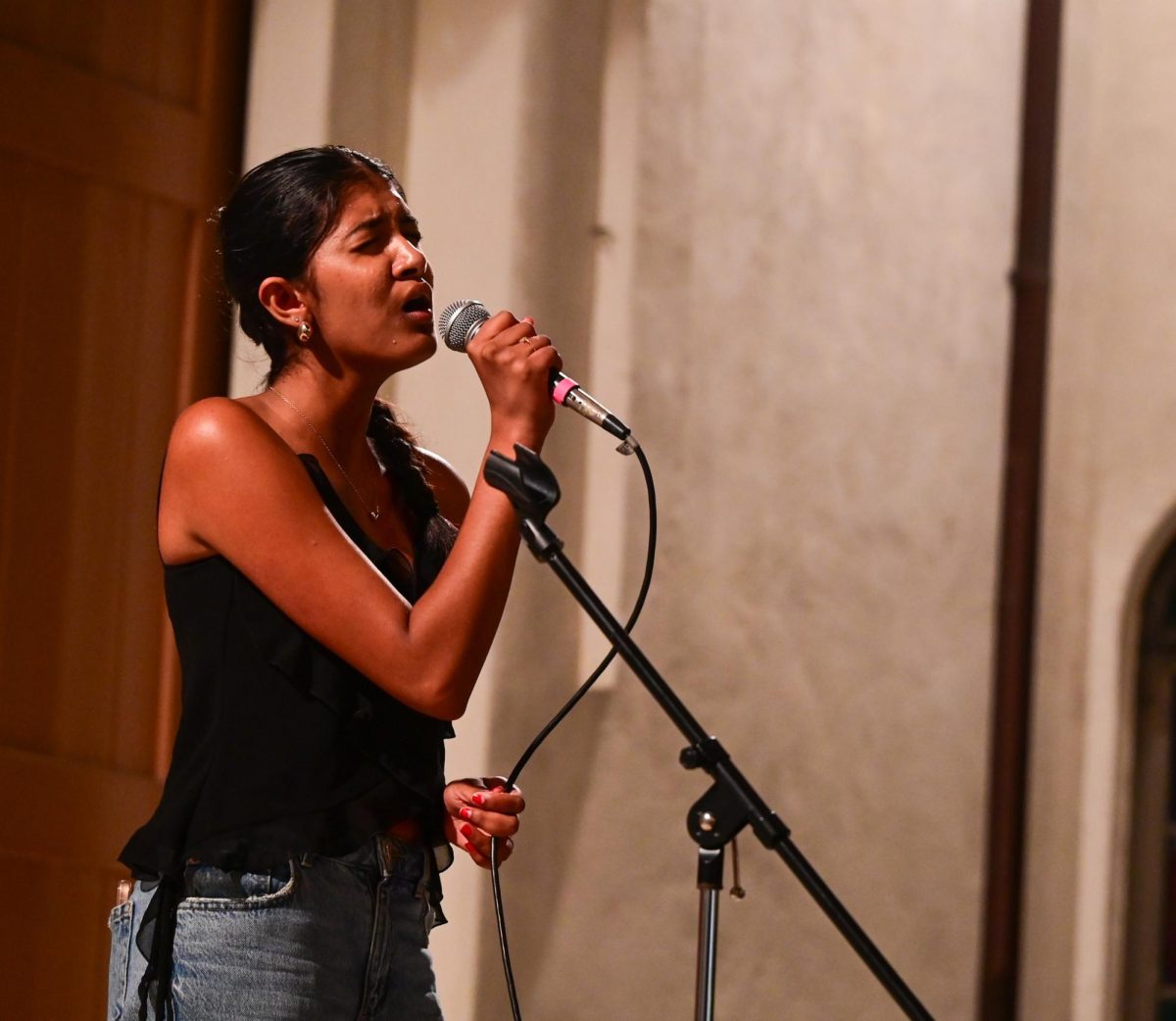 Gunn senior Rhea Josyula performs her new song "I'll Be Fine," which debuted just two weeks ago. According to freshman Shaoie Chan Chordia, she enjoyed Josyula's performance. "I loved the original song," Chan Chordia said. "She's a really good singer."