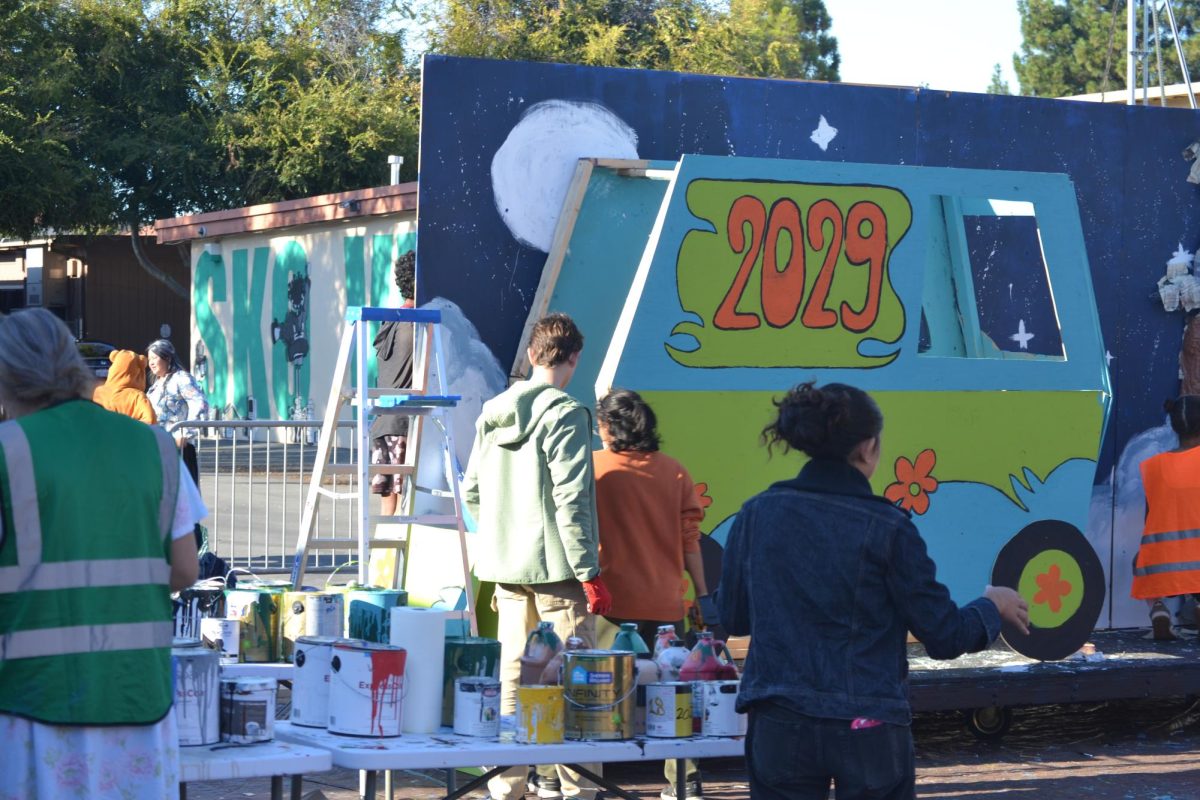 Freshman putting final touches on their "Scooby Doo" themed float. Palo Alto students wrap up the Spirit Week activities with float building. According to Raj, the hardest part of the float building process was deciding on a specific design and coming to a solution. “One of the hardest processes we (Associated Student Body) had when we were planning was that we couldn't really decide on a float design, which caused a lot of chaos,” Raj said. “But we all made compromises, and we all worked together really well.”