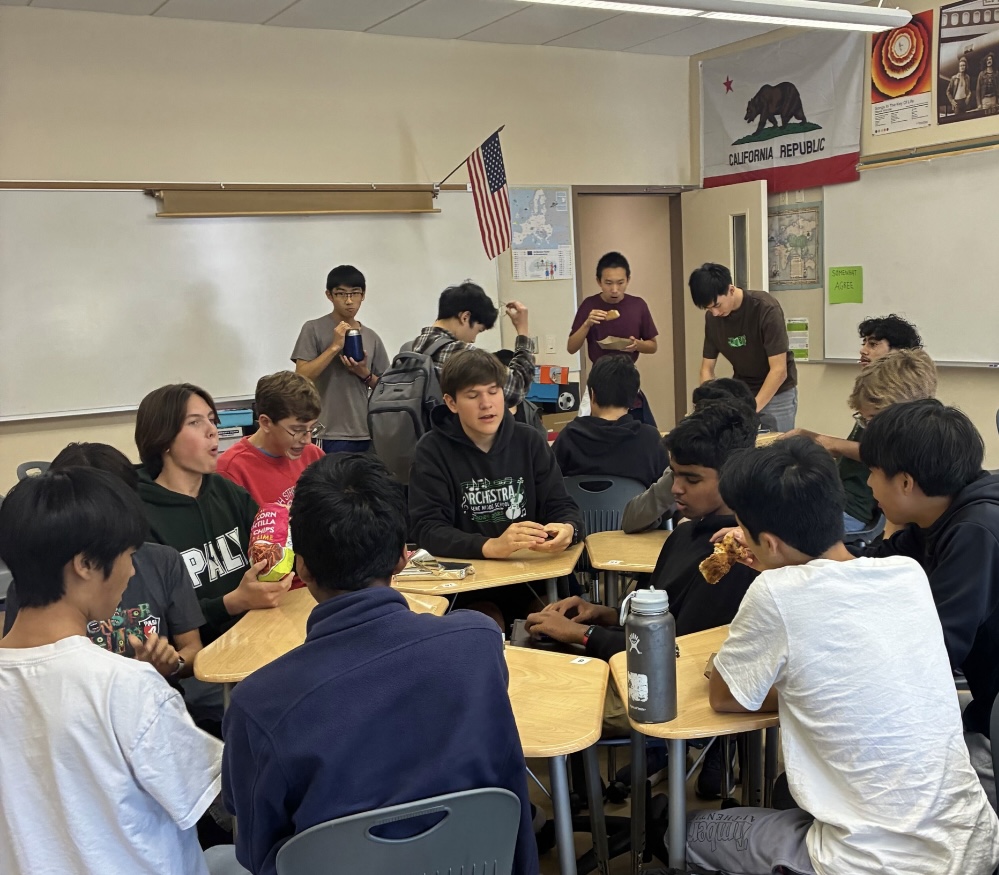 Palo Alto High School's first Poker Club meets to engage in an exciting yet relaxing game at lunch Fridays in room 806. According to freshman and vice president Ethan Noar, he loves playing because of the time he can spend with friends. “I joined because I enjoy playing games with new people and my friends.”