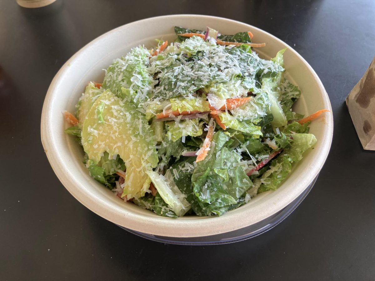 Avocado Chop Salad ($15) Romaine, spring mix, avocado, radish, cucumbers, carrots, tomatoes and red onions with green goddess dressing.