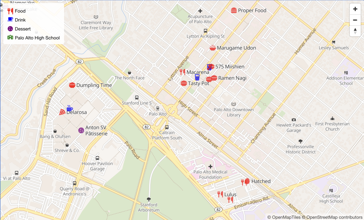 Palo Alto restaurants: an interactive visualization